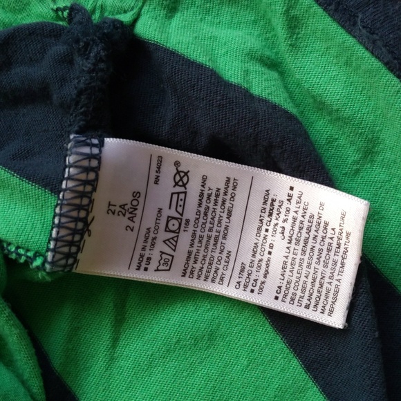 old navy soft cotton green & blue striped polo shirt 2T toddler boys - Picture 2 of 5